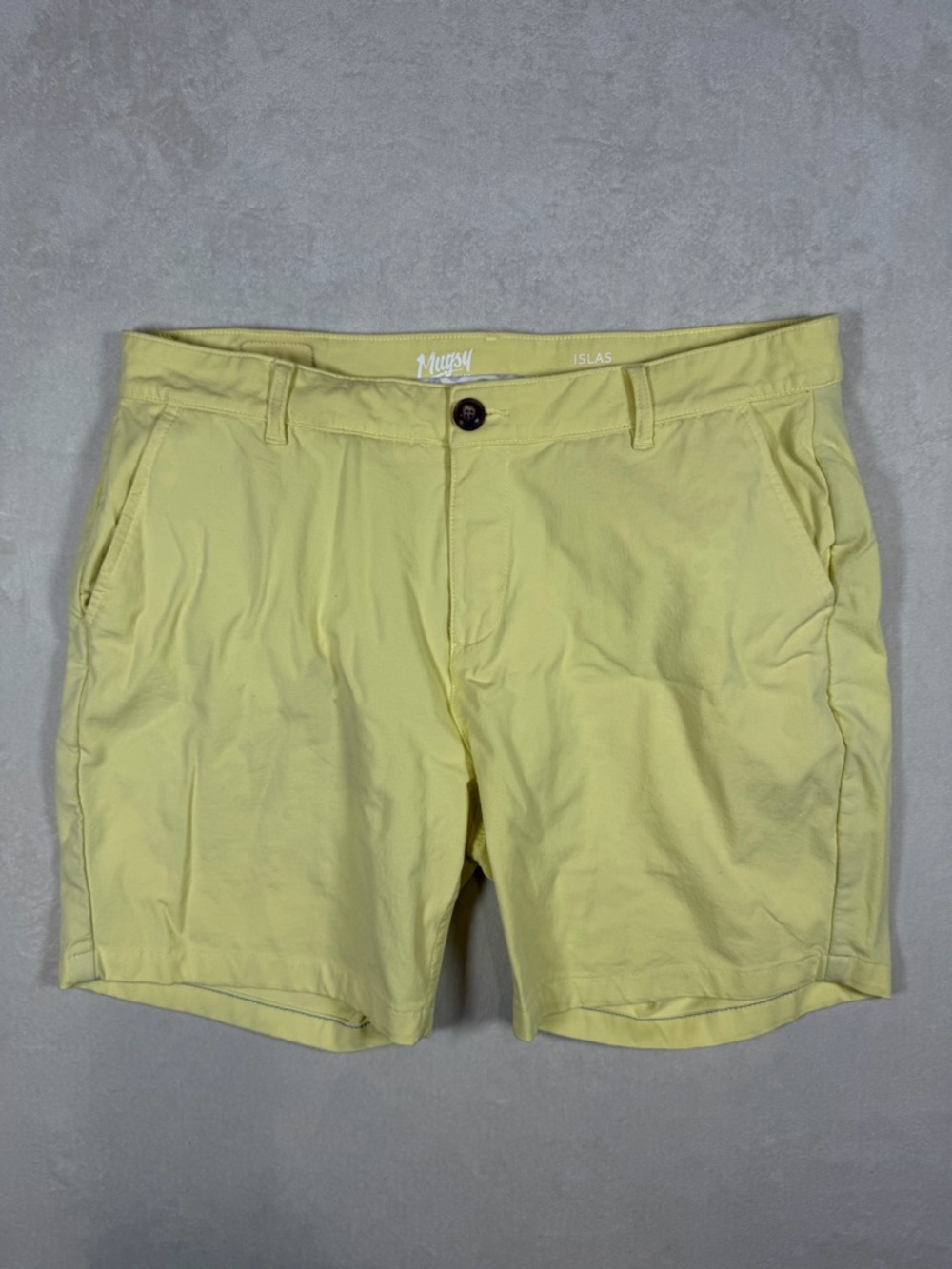 Mugsy Islas 36W Light Yellow Men's Chino Performance Stretch Cotton Shorts